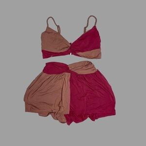 💛 XS 💛 NWT Anthro Pyjama Set Lounge PJs Shorts Two Piece Colourblock​